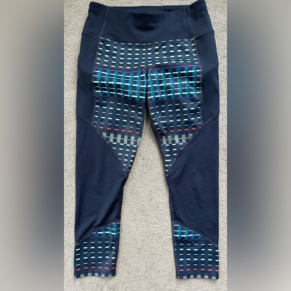 Athleta Women's Capri Leggings with two zippered‎ pockets Navy Size Small - Picture 1 of 6